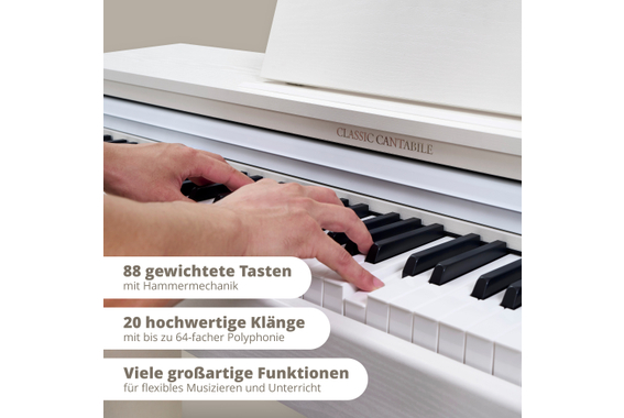 Classic Cantabile DP-220 WM E-Piano Weiß matt  - Retoure (Zustand: sehr gut) image 3