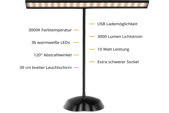 Classic Cantabile 12220 Dimmbare Pianoleuchte Schwarz  - Retoure (Zustand: sehr gut) image 3