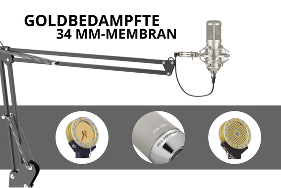 Pronomic CM-100S Studio Großmembranmikrofon inkl. Spinne & Windschutz Silber  - Retoure (Zustand: sehr gut) image 3