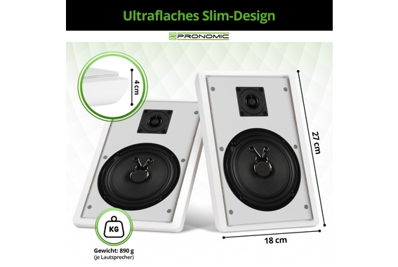 Pronomic FLS-540 WH Paar Flatpanel Wandlautsprecher Box weiß  - Retoure (Zustand: gut) image 3