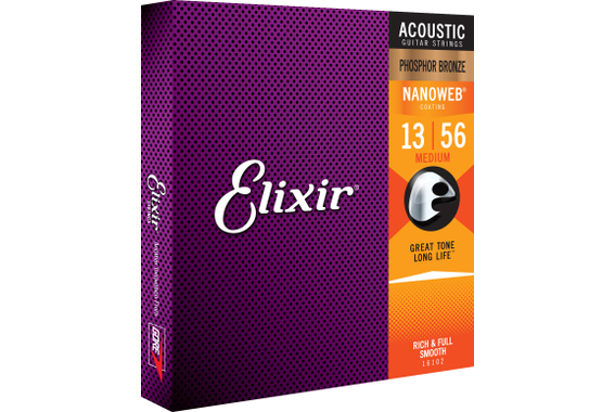 Elixir 16102 Cordes Acoustiques Bronze Au Phosphore Nanoweb Medium image 3
