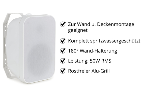 McGrey OLS-5251WH Outdoor-Lautsprecher 50 Watt Weiß mit Bluetooth Set image 3
