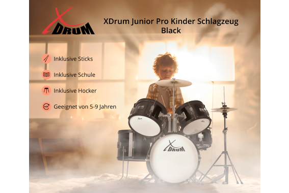 XDrum Junior Pro Kinder Schlagzeug Black Sparkle inkl. Schule  - Retoure (Verpackungsschaden) image 3