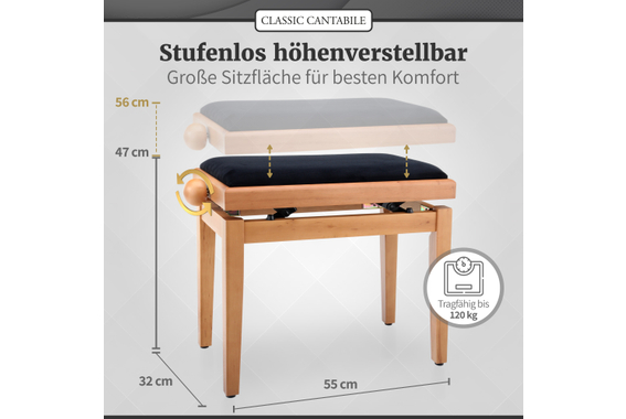 Classic Cantabile Pianobank Kirsche Hell Matt  - Retoure (Zustand: sehr gut) image 3