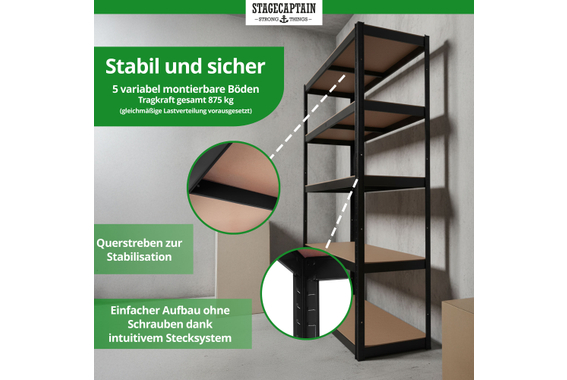 Stagecaptain Heavyrack Lagerregal Holzböden Schwarz, max. 875 kg  - Retoure (Zustand: sehr gut) image 3