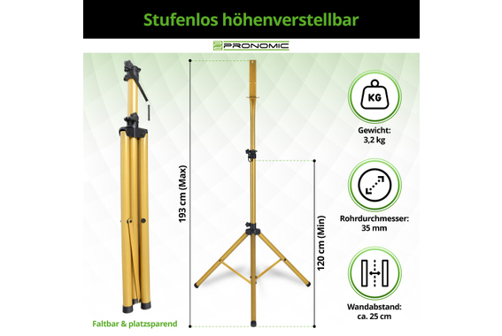Pronomic DA-45S GD Dartboard Standaard Goud Set incl. Draagtasje image 3