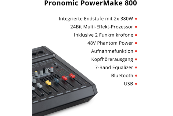 Pronomic Powermake 800 Powermischer mit Funkmikrofonen  - Retoure (Zustand: gut) image 3