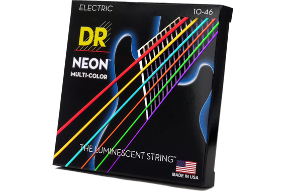 DR Strings Hi-Def Neon Multi-Color Electric NMCE-10 Medium 10-46 image 3