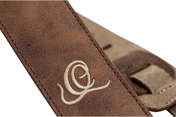Sangle De Guitare Ortega OSSU-40 En Cuir Velours Cognac image 3