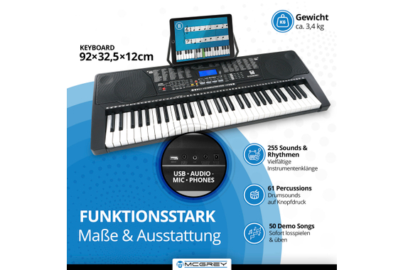 McGrey LK-6150 61 Tasten Keyboard mit Leuchttasten und MP3-Player  - Retoure (Zustand: gut) image 3