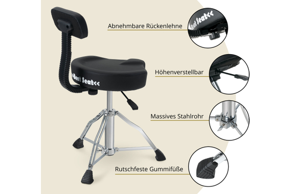 XDrum BeatSeat Tabouret de Batterie Selle Pneumatique avec Dossier image 3