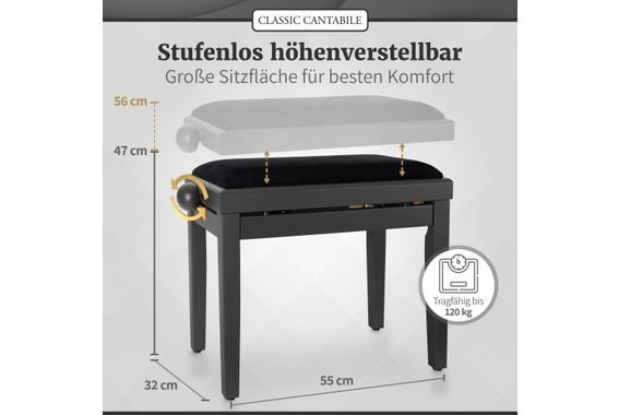 Classic Cantabile Pianobank Dark Walnut Matt  - Retoure (Zustand: sehr gut) image 3