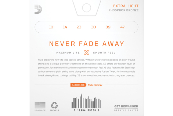 D'Addario XS Phosphor Bronze 10-47 Extra Light 3x Set image 3