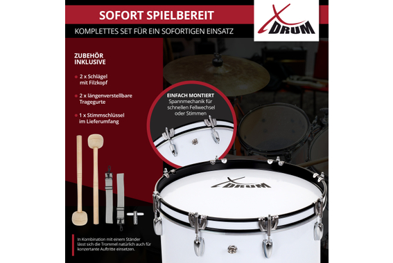 XDrum MBD-220 Marschtrommel 20" x 12"  - Retoure (Zustand: sehr gut) image 3