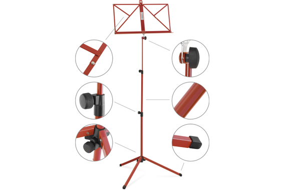 Classic Cantabile 100 Muziekstandaard Medium Rood image 3