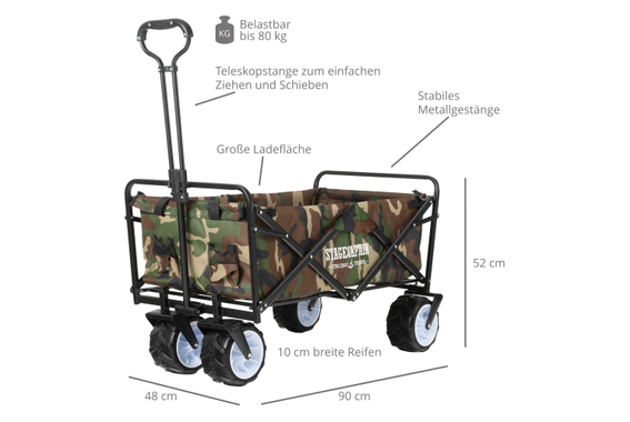 Stagecaptain BW-907 CA Bollycart Bollerwagen ohne Dach Camouflage  - Retoure (Zustand: sehr gut) image 3