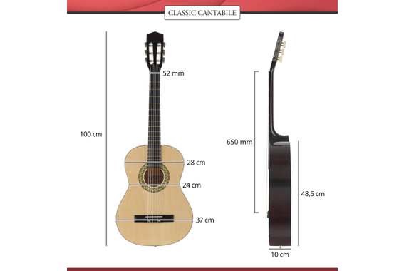 Classic Cantabile Acoustic Series AS-851 Klassikgitarre 4/4 Set inkl. Gitarrenschule image 3
