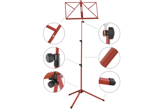 Classic Cantabile 100 Pupitre Medium Rouge Lot de 3 image 3