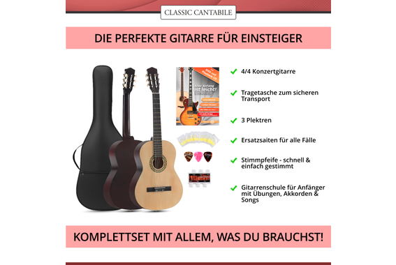 Classic Cantabile Acoustic Series AS-851 4/4 Konzertgitarre Starterset  - Retoure (Zustand: gut) image 3