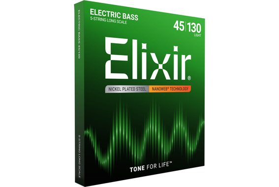 Elixir 14202 E-Bass Nickel Plated Steel Nanoweb 5-String Long Scale Light image 3
