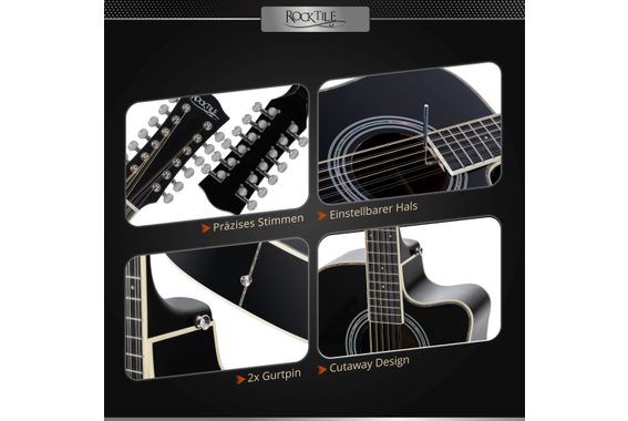 Rocktile WSD12-50C-BK Guitare Western Noire image 3