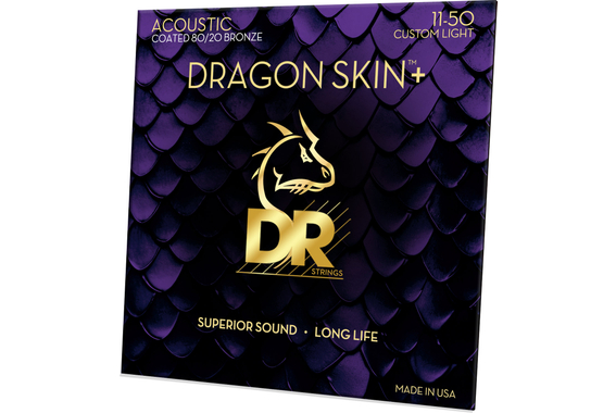 DR Strings Dragon Skin+ Acoustic 80/20 Bronze DA8-11 Custom Light 11-50 image 3