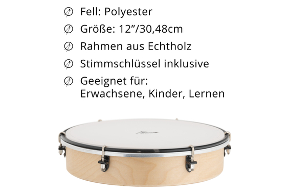 XDrum HTM-12K 12" Handtrommel met kunststofvel image 3