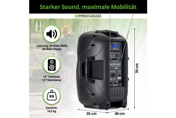 Pronomic MOVE 15MA-A Akku-Aktivbox 15"  - Retoure (Zustand: gut) image 3