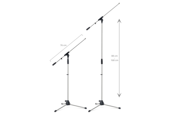 Pronomic Supporto Microfono MS-25C Pro Cromo Set da 3 image 3