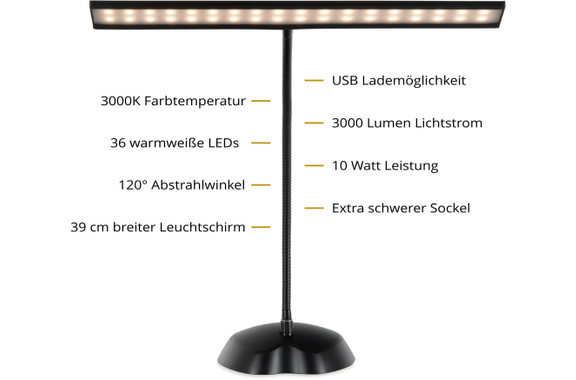 Classic Cantabile 12220 Dimmbare Pianoleuchte Schwarz image 3