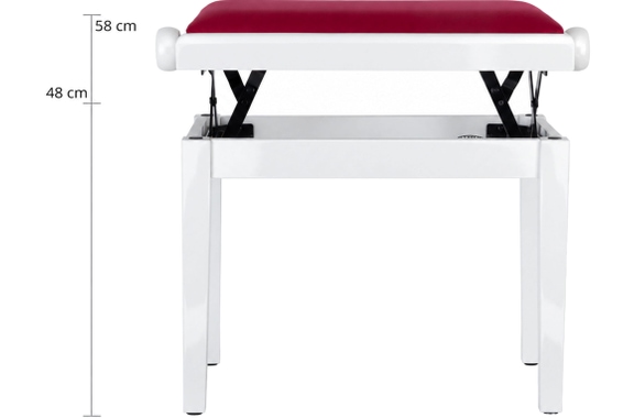 Classic Cantabile Banquette De Piano Modèle A Blanc Laqué Velours Rouge image 3