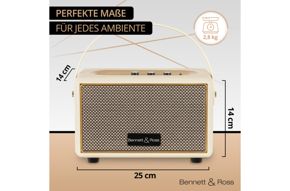Bennett & Ross BB-820CW Blackmore Junior Enceinte Bluetooth Rechargeable Crème Blanche image 3