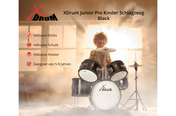 XDrum Junior Pro Kinder Schlagzeug Black Sparkle inkl. Schule image 3