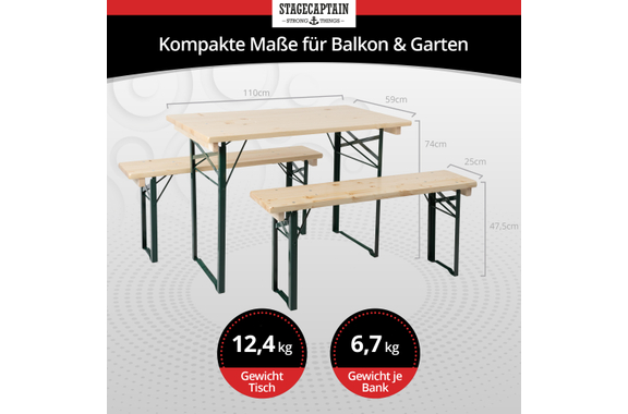 Stagecaptain Hirschgarten Beer Tent Set for Balcony 110 cm Natural 5x Set image 3