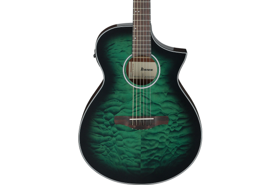 Ibanez AEWC16QA-TEH Westerngitaar Transparant Emerlad Burst Top Nat High Gloss image 3