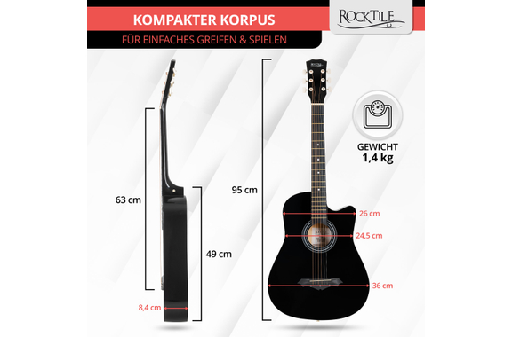 Rocktile WSD-5C-BK Slim Line Westerngitarren Set Black image 3