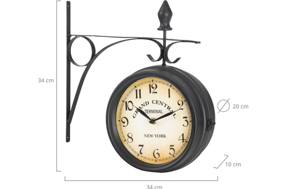 Stagecaptain BHU-3334 BK Orologio da stazione piccolo con supporto da parete nero image 3