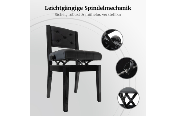 Classic Cantabile Pianostoel Premium Zwart Hoogglans image 3