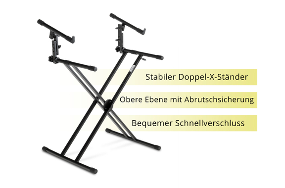Classic Cantabile 2-voudige Dubbele X-Keyboardstandaard image 3