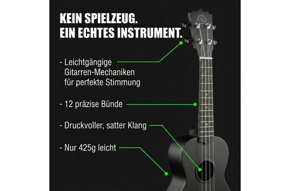 Classic Cantabile BeachBuddy Blackbird Ukulele Set incl. Tuner and School image 3