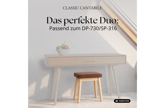 Classic Cantabile Banc De Piano Design Velours Chêne image 3