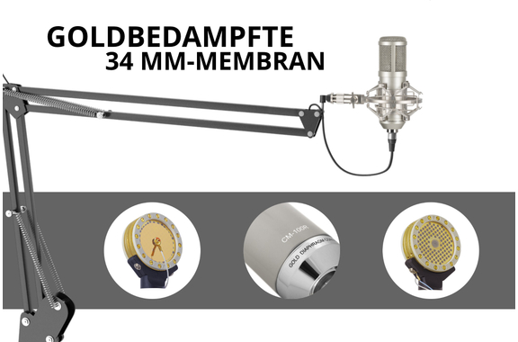 Pronomic CM-100S Studio Großmembranmikrofon inkl. Spinne & Windschutz Silber  - Retoure (Zustand: sehr gut) image 3