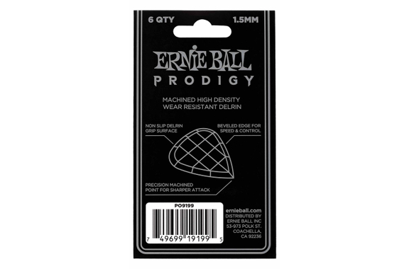 Ernie Ball 9199 Prodigy Standard Púa 1,5 Mm Paquete De 6 Negro image 3