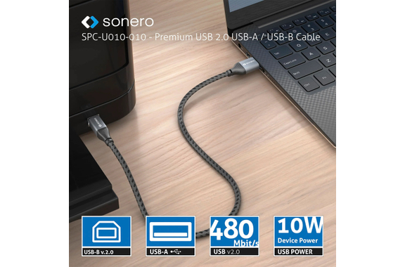 Câble Sonero USB 2.0 USB-A Vers USB-B Pour Imprimante 5,0m image 3