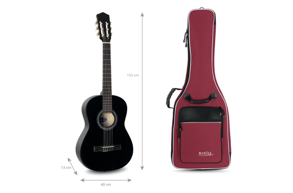 Rocktile Klassik-Gitarrentasche - gepolstert mit Rucksackgarnitur Weinrot image 3