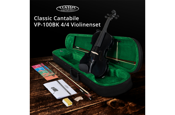 Classic Cantabile VP-100BK 4/4 Violinenset Schwarz image 3
