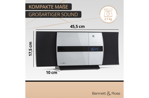 Bennett & Ross Ålesund Vertical Stereo System with CD/MP3 Player, USB and Bluetooth Silver image 3