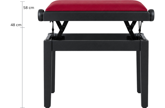 Classic Cantabile Banc De Piano Modèle A Noir Mat Velours Rouge image 3