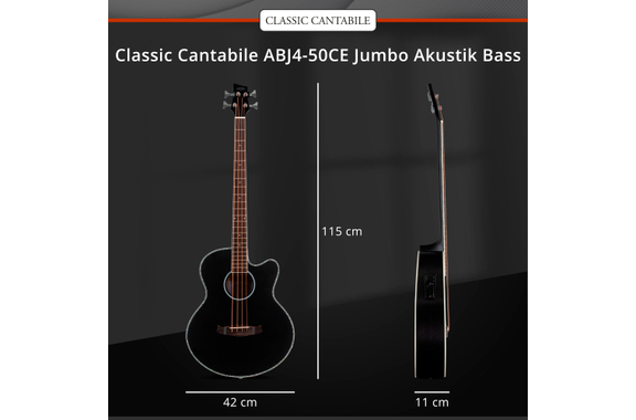 Classic Cantabile ABJ4-50CE-BK Jumbo Basse Acoustique Noir image 3