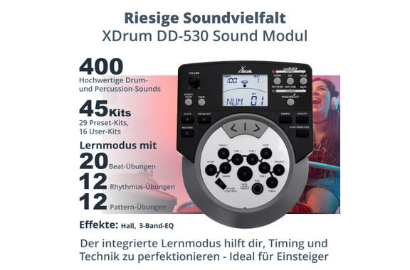 XDrum DD-530 Mesh Heads E-Drum Maxi Live Kit con Monitor de Batería y Banqueta image 3